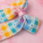 Elsie - Heart checkered long Hair Bow
