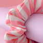Kelly - Pink & White striped print classic gym & swim scrunchie