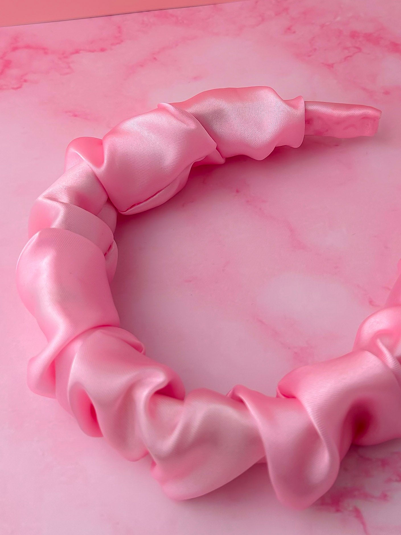 Candy Floss - Pink satin Scrunchie Headband