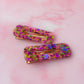 Secret Garden - Pink Butterfly Glitter oblong Resin Hair Clips