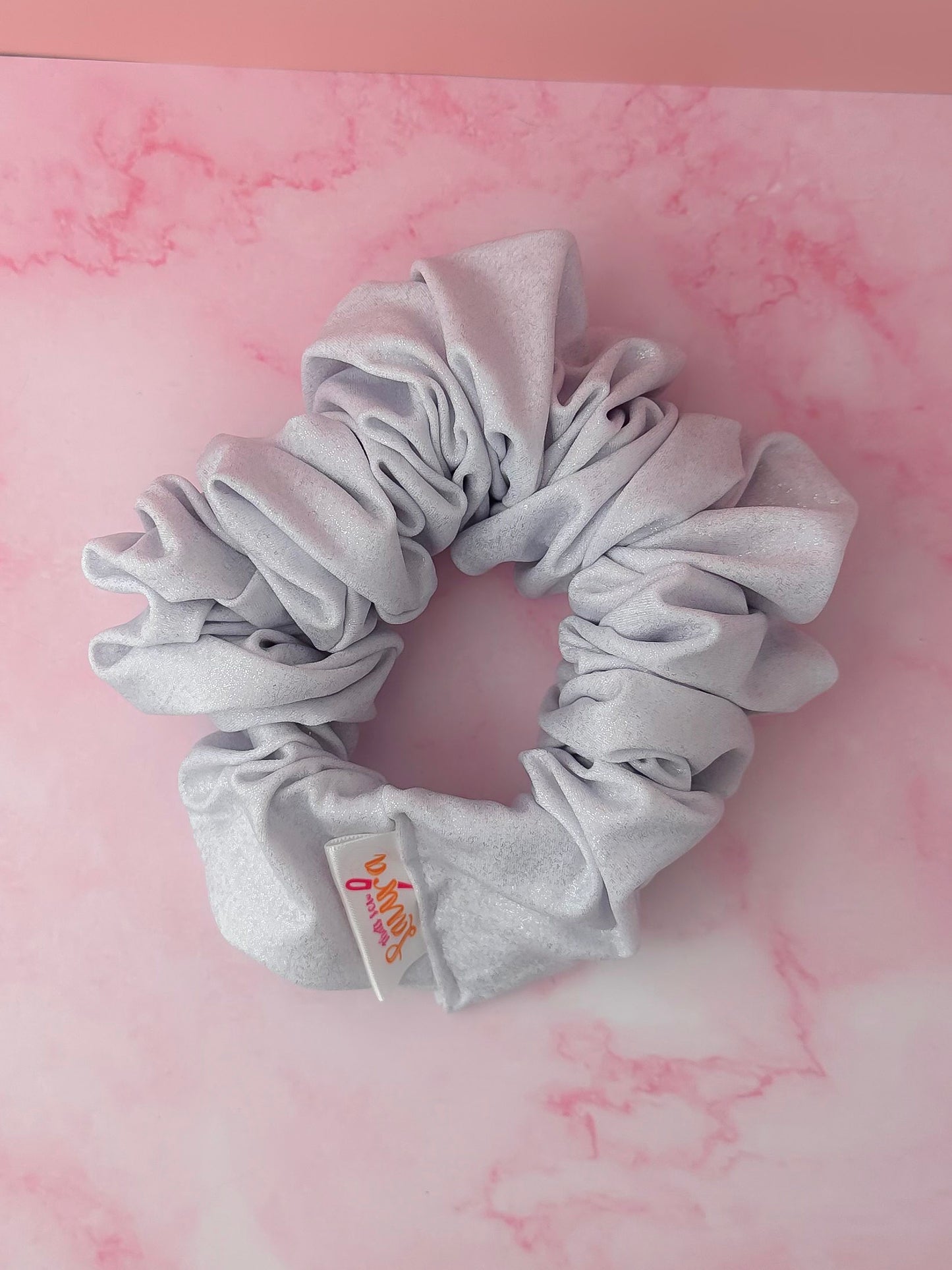 Skylar - Silver Glitter dance fabric XL Scrunchie