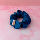 Navy - Navy blue satin wide scrunchie
