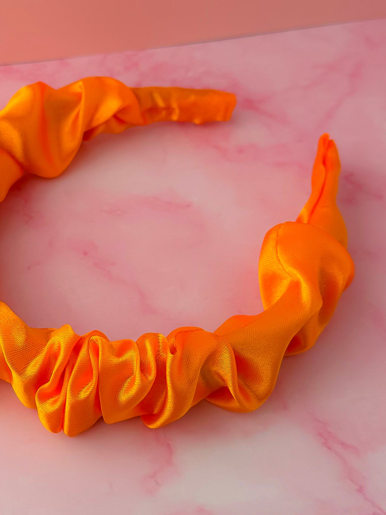 Pumpkin - Orange satin Scrunchie Headband