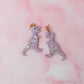 Petal Dinosaurs - pink and lilac Resin Earrings