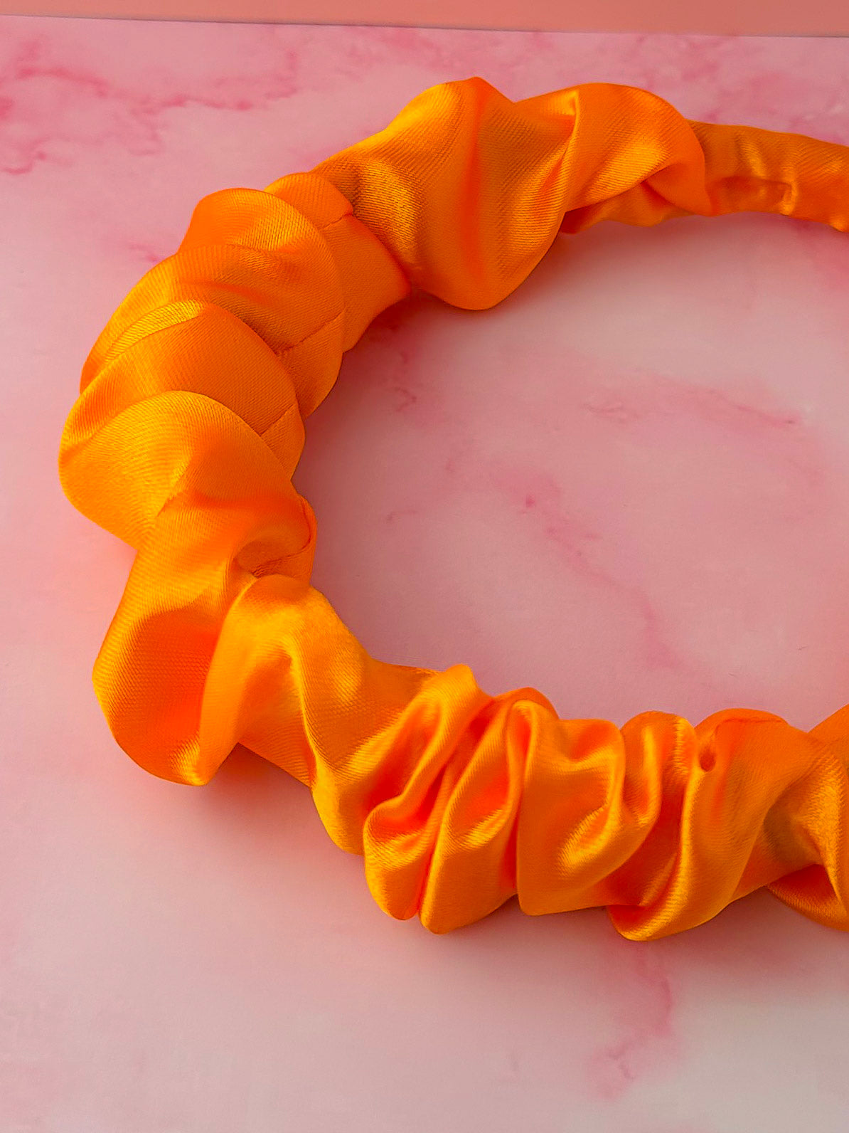 Pumpkin - Orange satin Scrunchie Headband