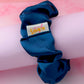 Navy - Navy blue satin wide scrunchie