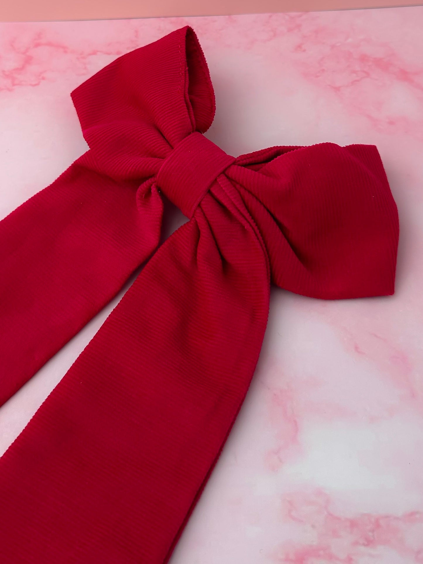 Cherri - Pink Needlecord Hair Bow