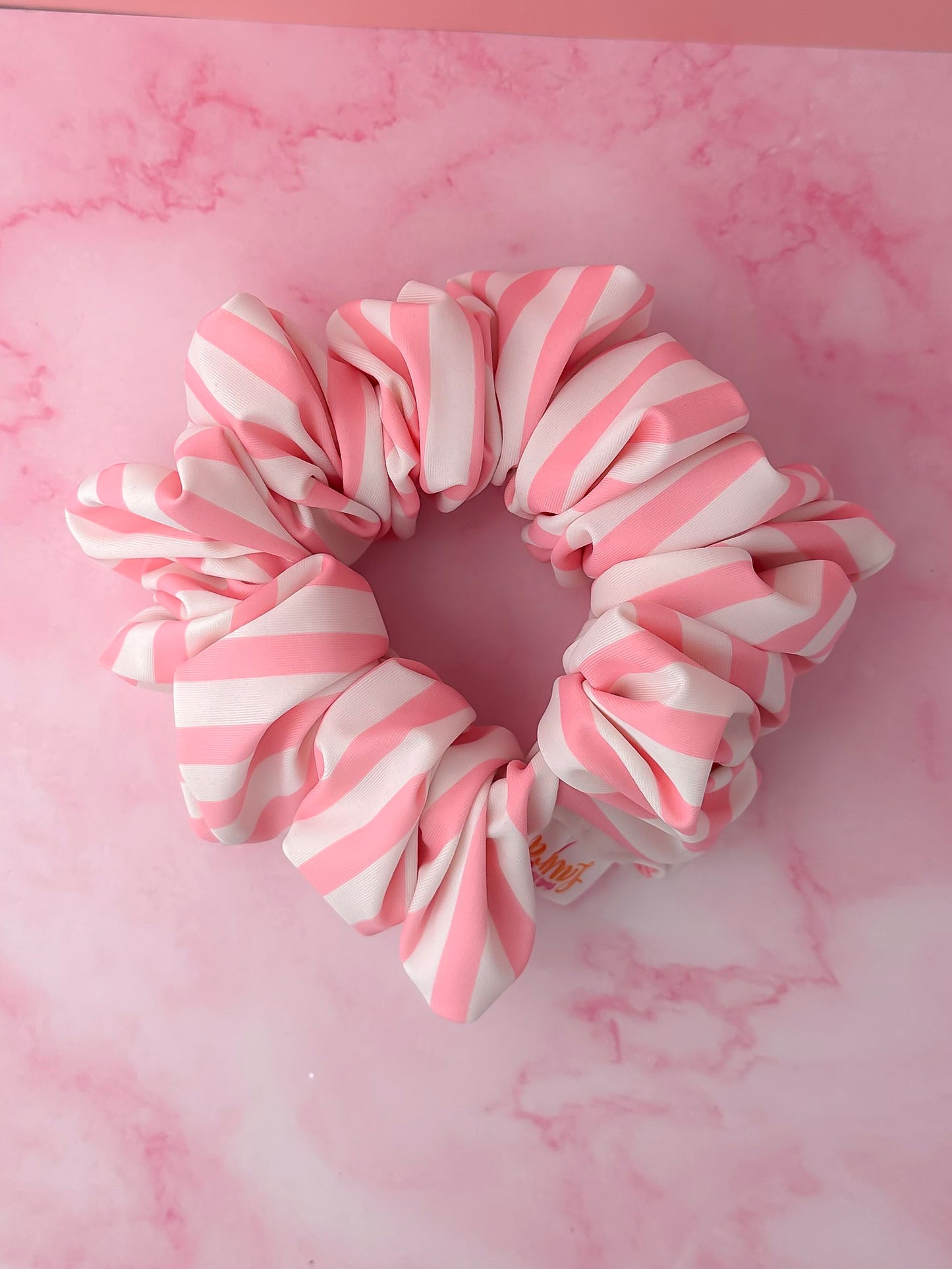 Kelly- pink and white striped Gym & Swim XL Scrunchie