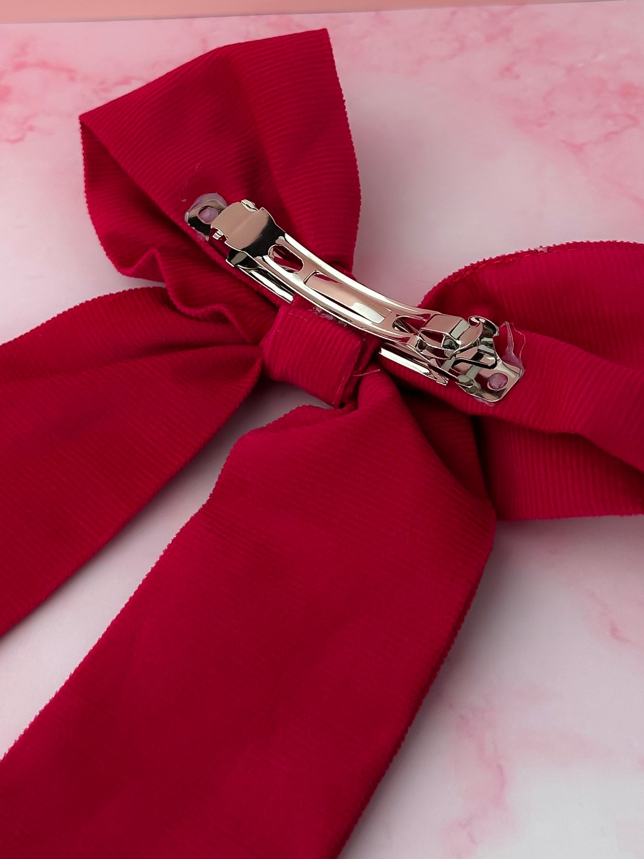 Cherri - Pink Needlecord Hair Bow