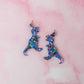Mystical moon Dinosaurs - purple, blue & gold Resin Earrings