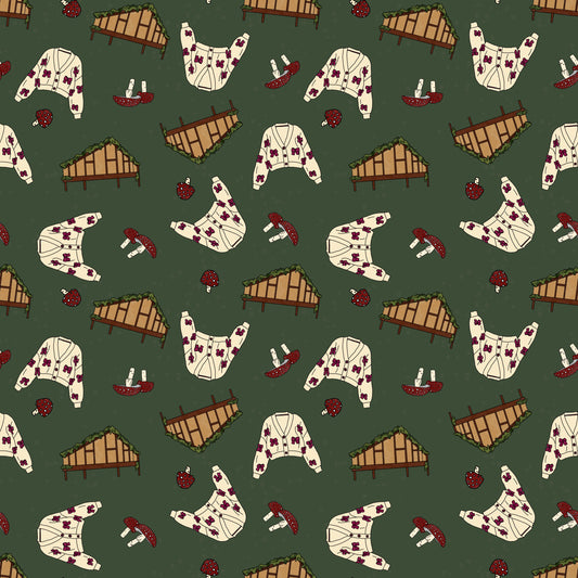 The Indie Heart Era - Swiftie Eras inspired Cardigans, mushrooms and cabins fabric