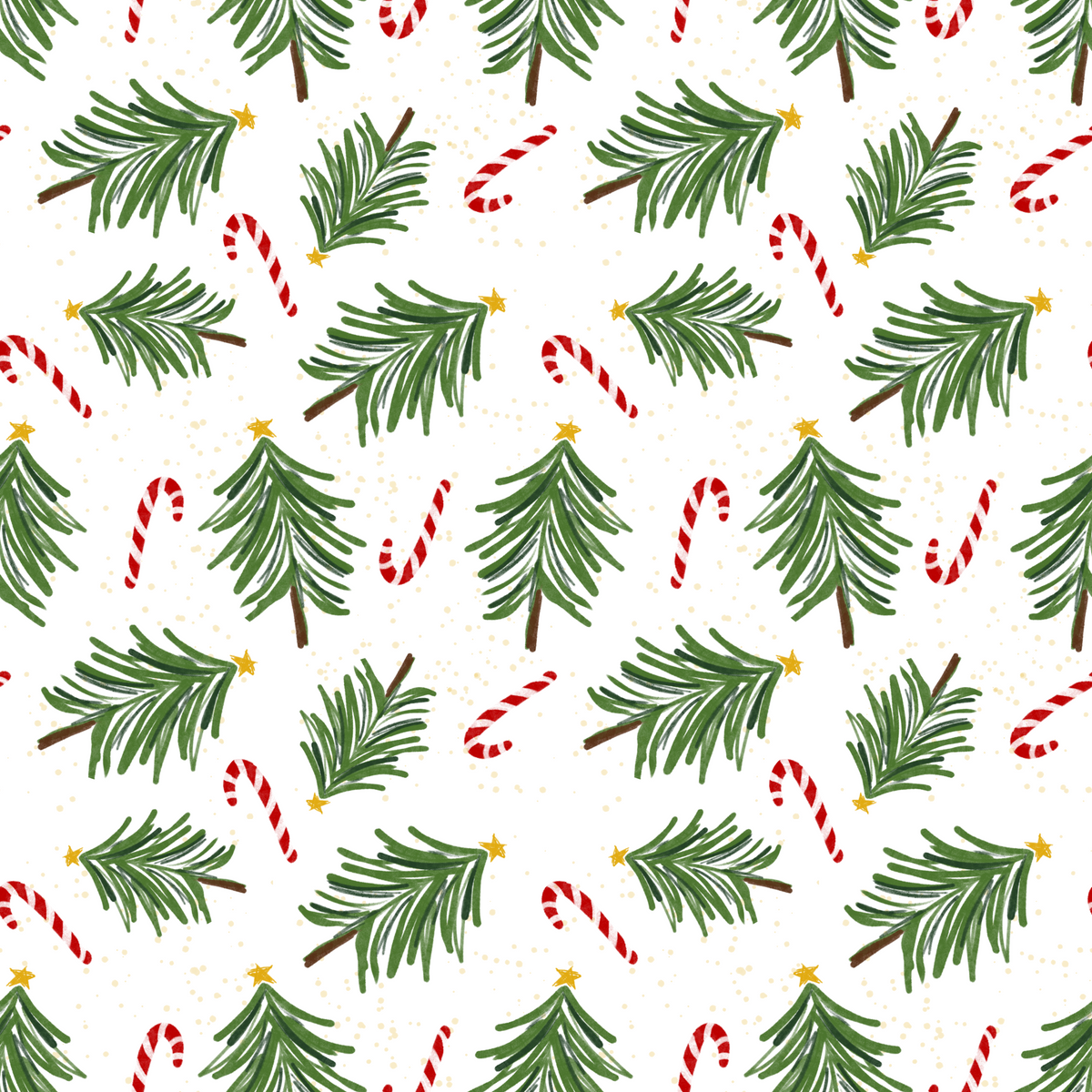Classic Christmas- Cotton Christmas tree and candy cane themed Christmas fabric