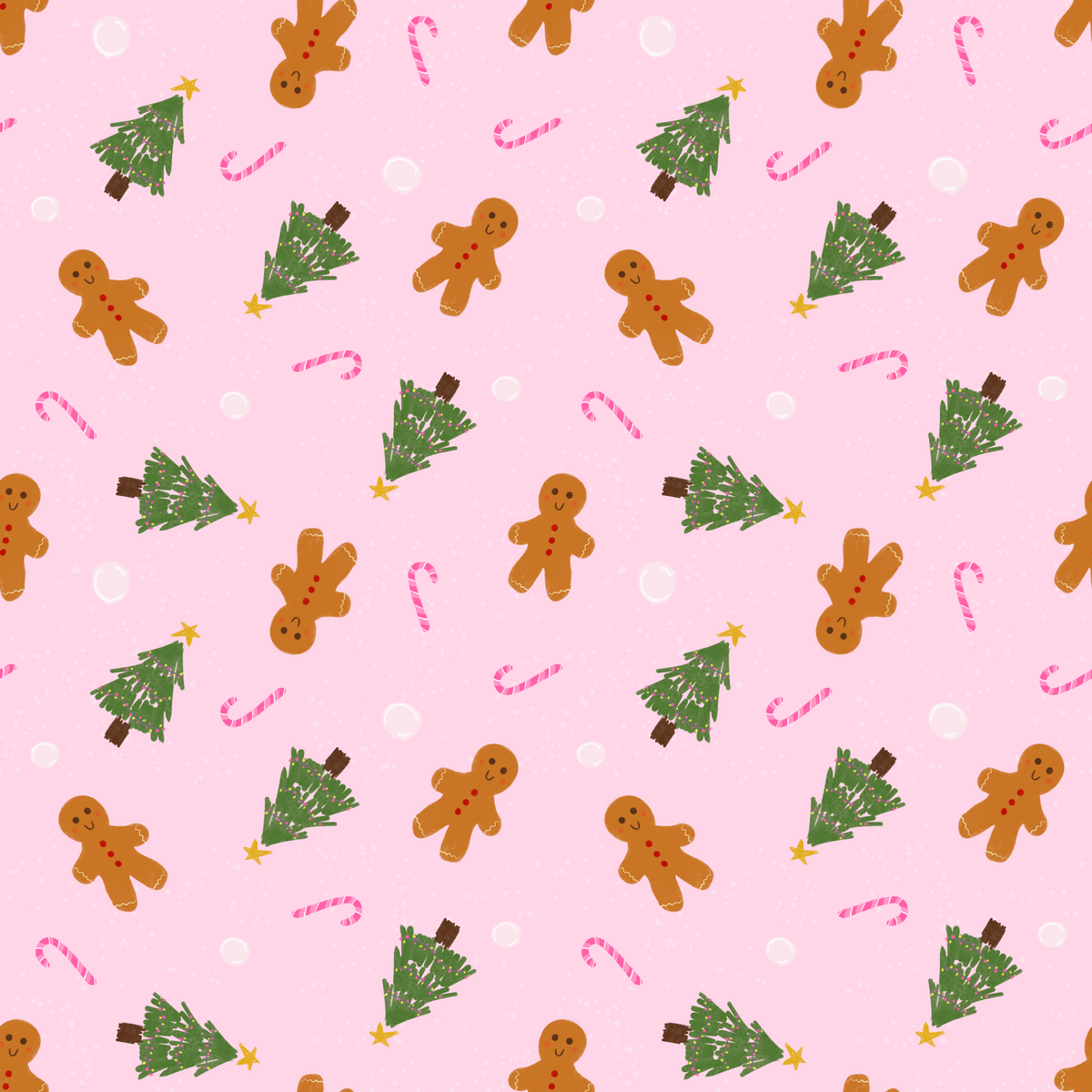 Gumdrop - NEW SATIN gingerbread and candy cane themed Christmas fabric