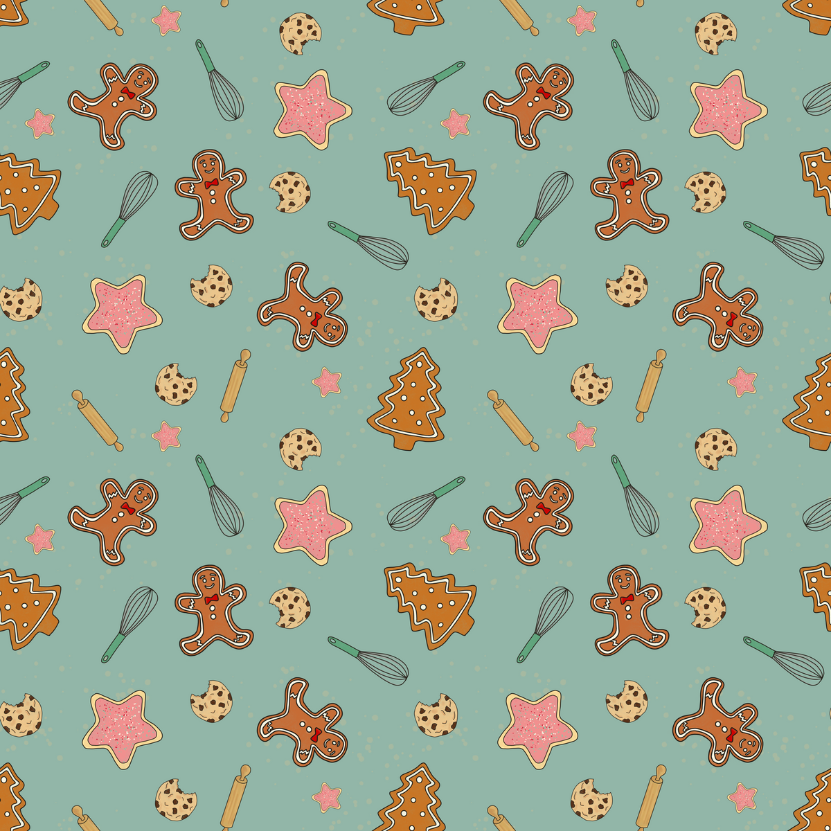 Festive Baking - NEW SATIN baking themed Christmas fabric