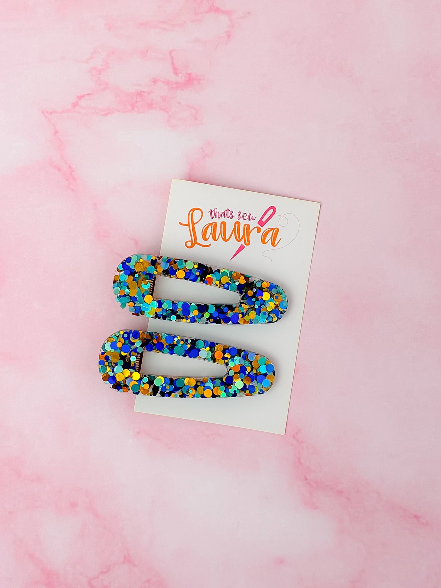 Hermes - Royal Blue and Gold Resin Hair Clips