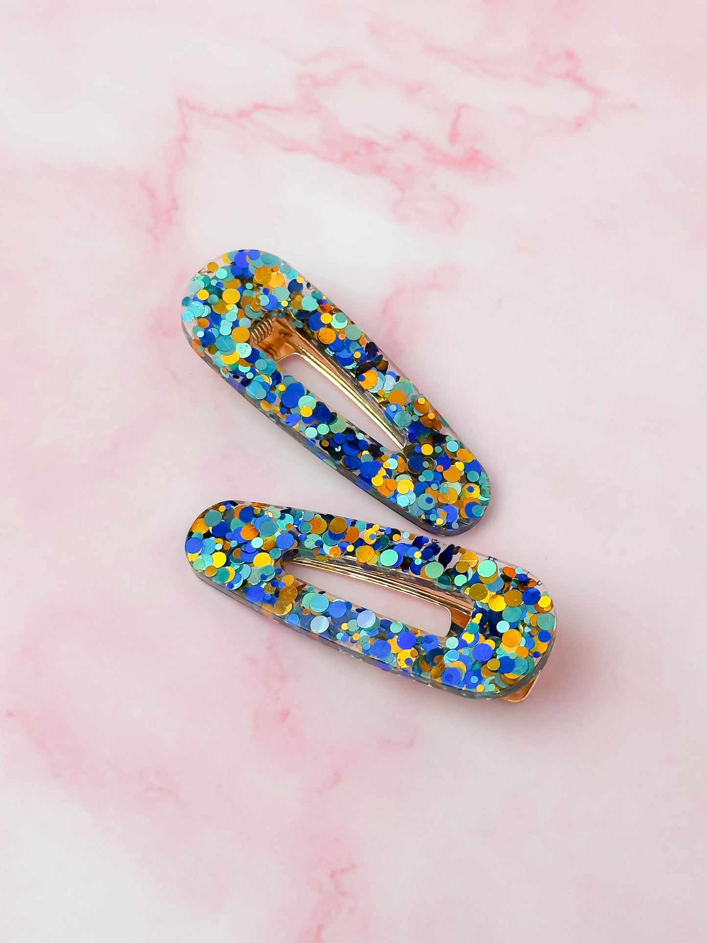 Hermes - Royal Blue and Gold Resin Hair Clips