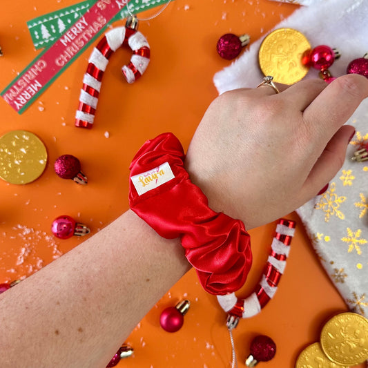 Christmas wrapping - Wide Elastic scrunchie