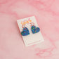 Atomic Heart - Blue and green holographic glitter heart shaped Resin Earrings