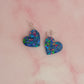 Atomic Heart - Blue and green holographic glitter heart shaped Resin Earrings