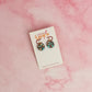 Goldstone CZ circle drops - Blue gold and brown glitter Resin stud Earrings