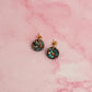 Goldstone CZ circle drops - Blue gold and brown glitter Resin stud Earrings