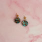 Goldstone CZ circle drops - Blue gold and brown glitter Resin stud Earrings