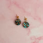 Goldstone CZ circle drops - Blue gold and brown glitter Resin stud Earrings