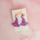 Witcy - Purple glitter witches hat shaped Resin Earrings with Stainless steel star post