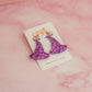 Witcy - Purple glitter witches hat shaped Resin Earrings with Stainless steel star post