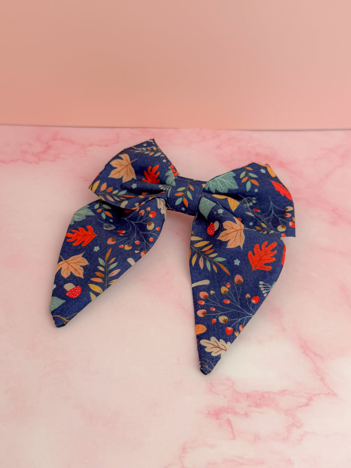 Fall Walks - Autumn Leaf print cotton classic Hair Bow