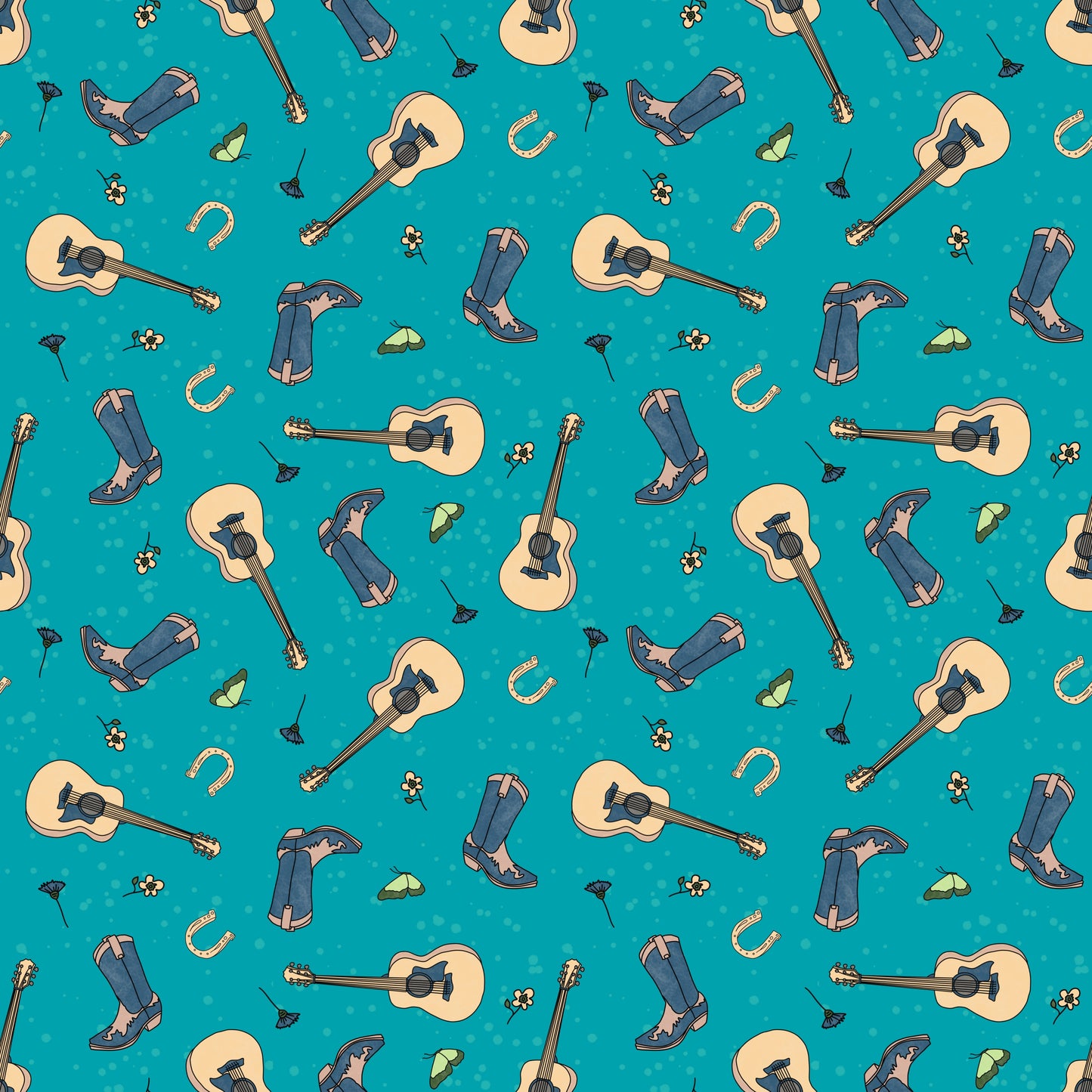 The Country Heart Era - Swiftie Eras inspired cowboy boot and guitar themed fabric