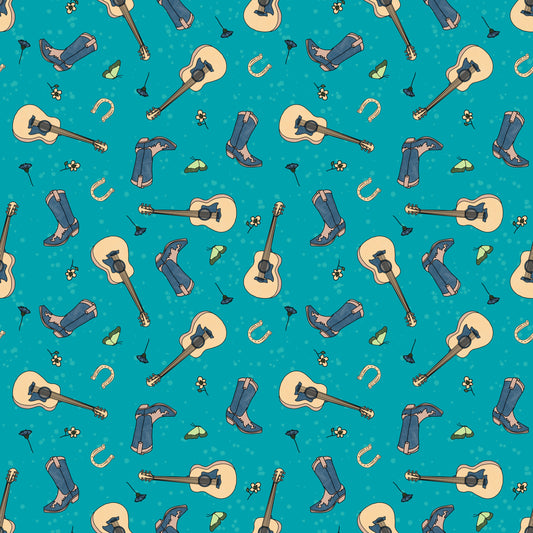 The Country Heart Era - Swiftie Eras inspired cowboy boot and guitar themed fabric